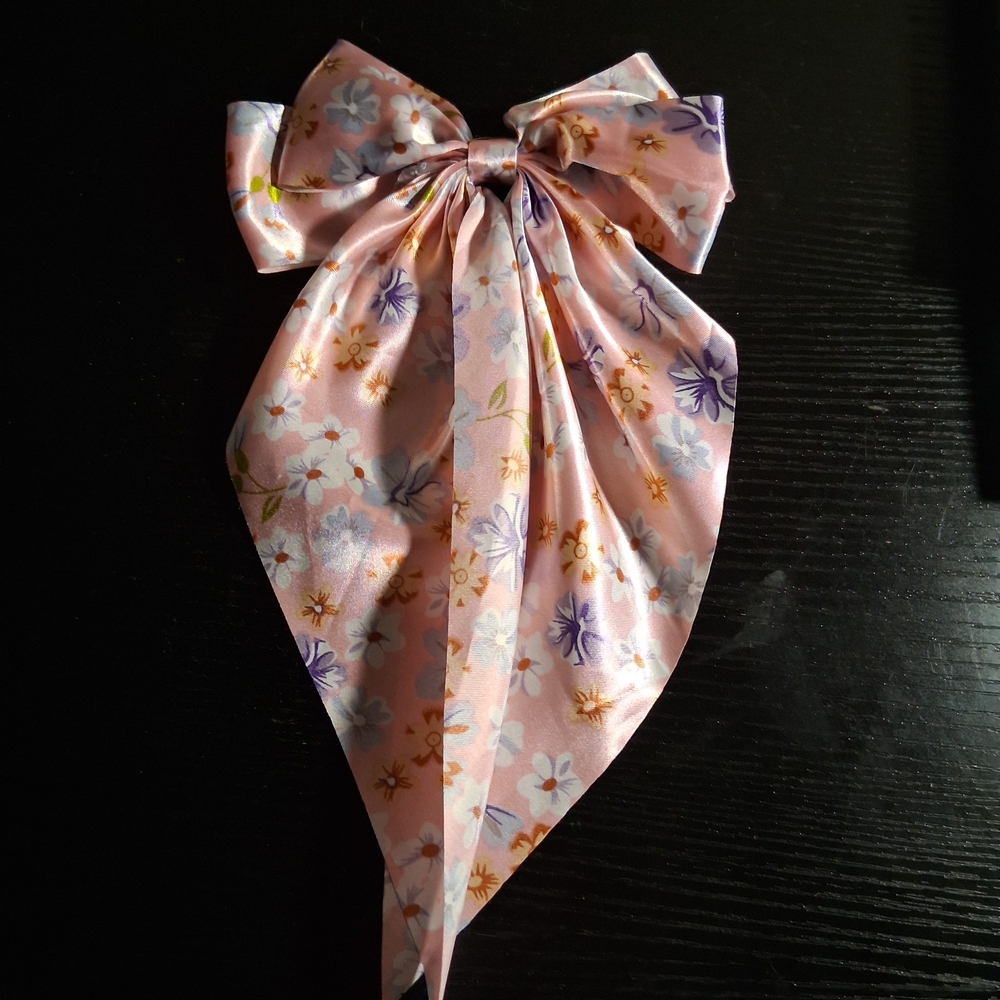 Floral Pink Hair Bow